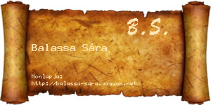 Balassa Sára névjegykártya